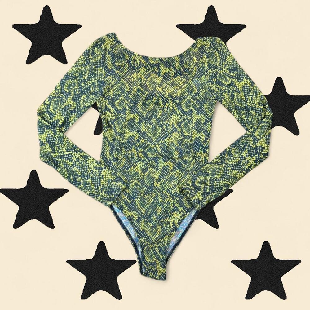 ★ H&M Neon Snake Print Long Sleeve Bodysuit ★